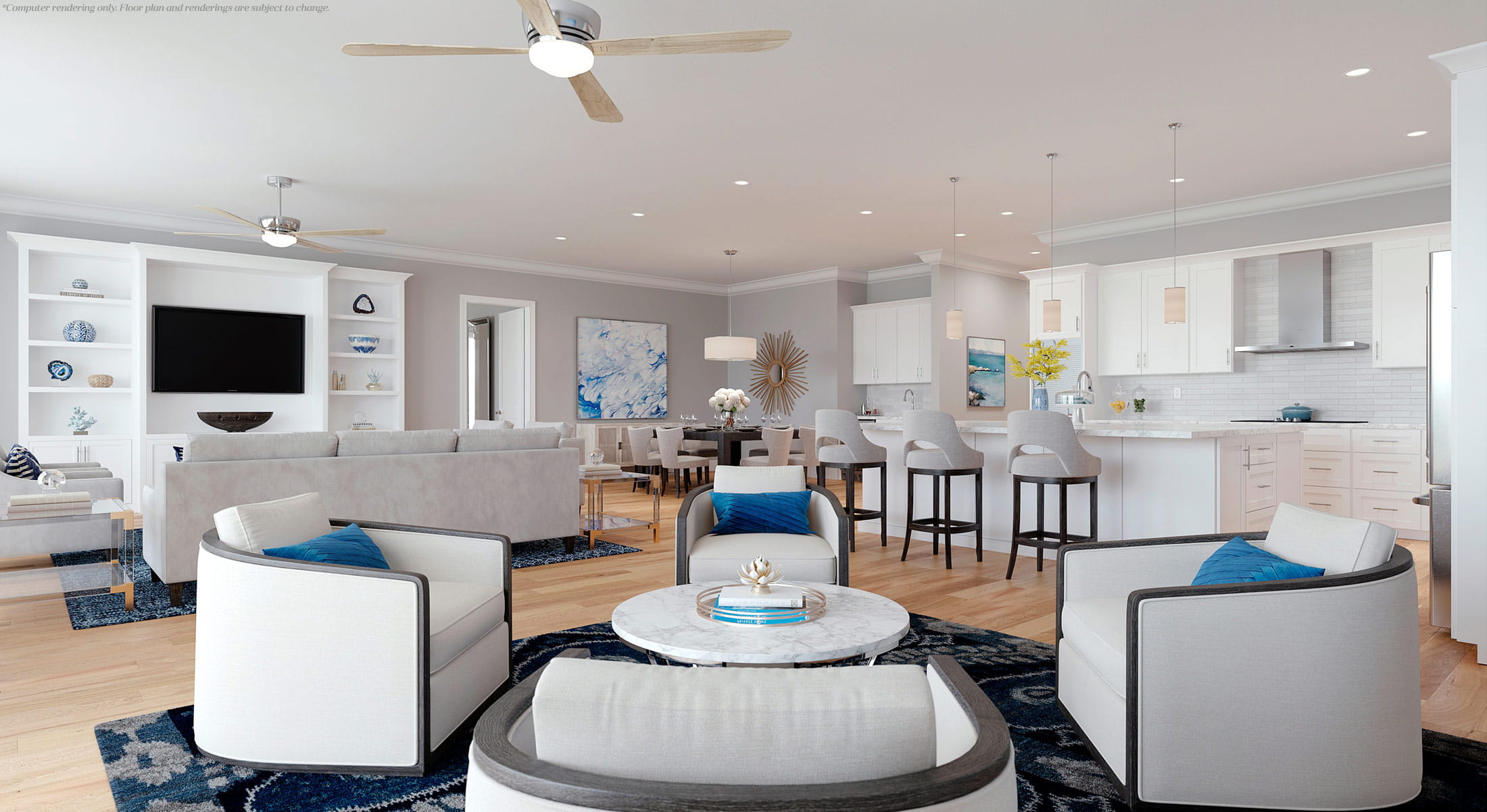 The open-concept layout in the Satin Leaf floor plan.