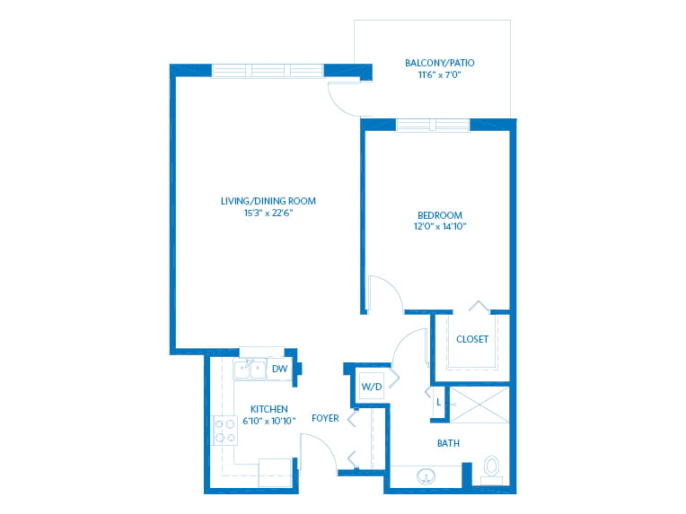 Lilac - 922 square feet - 1 Bed, 1 Bath