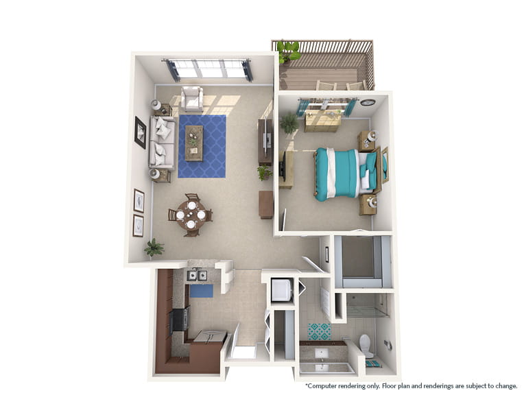 Lilac - 922 square feet - 1 Bed, 1 Bath