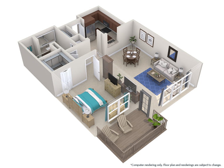 Lilac - 922 square feet - 1 Bed, 1 Bath