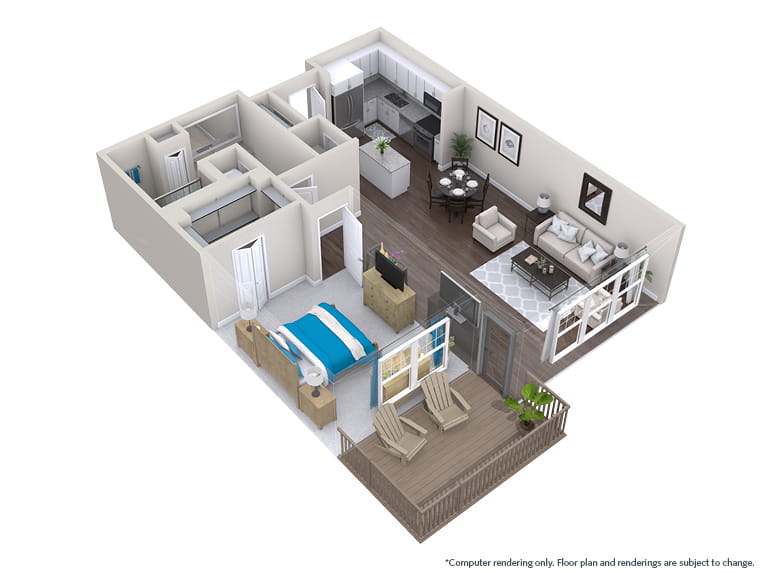 Huckleberry - 936 square feet - 1 Bed, 1 Bath