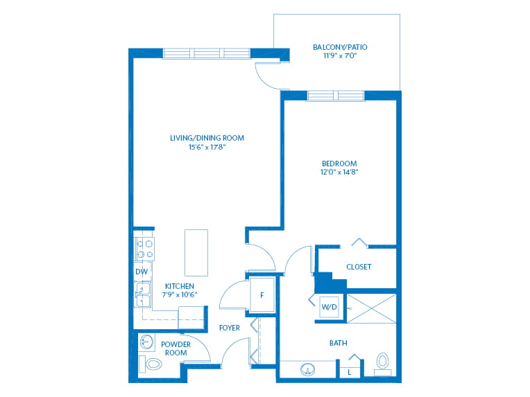 Wildberry - 936 square feet - 1 Bed, 1.5 Bath