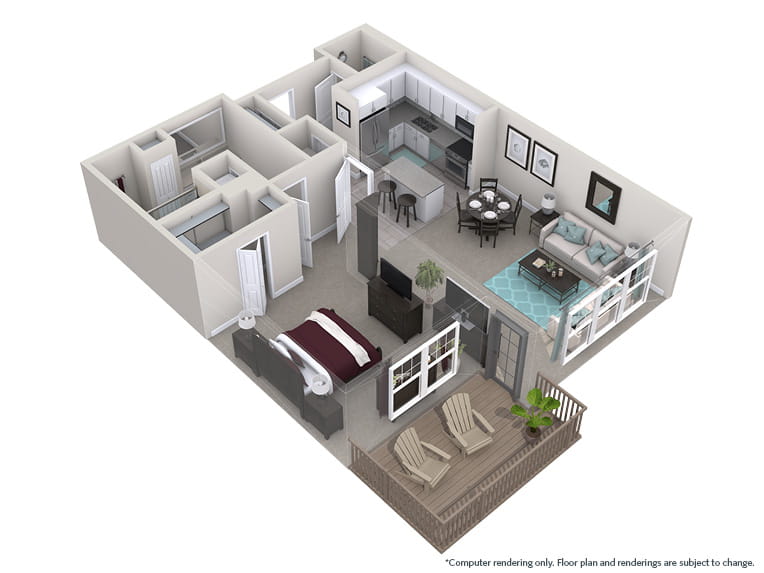 Wildberry - 936 square feet - 1 Bed, 1.5 Bath