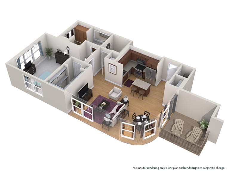 Red Bud - 1077 square feet - 1 Bed, 1.5 Bath