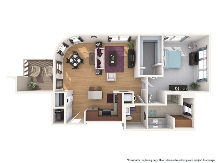 Red Bud - 1077 square feet - 1 Bed, 1.5 Bath