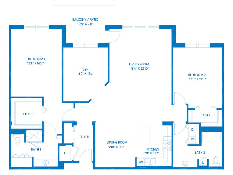 Blackthorn - 1733 square feet - 2 Bed, 2 Bath + Den