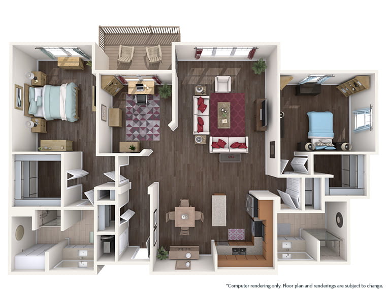 Linden - 1760 square feet - 2 Bed, 2 Bath + Den