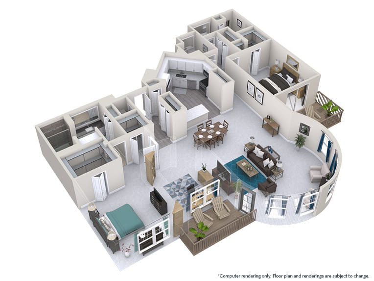 Glen Oak - 1994 square feet - 2 Bed, 2.5 Bath + Den