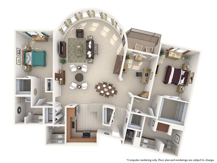 Burr Oak - 2033 square feet - 2 Bed, 2.5 Bath + Den