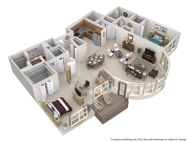 Burr Oak - 2033 square feet - 2 Bed, 2.5 Bath + Den