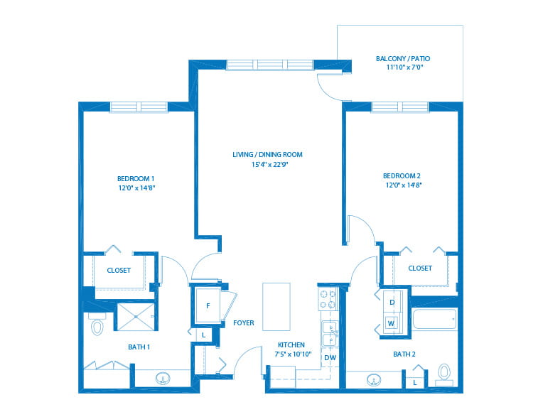 Walnut - 1305 square feet - 2 Bed, 2 Bath