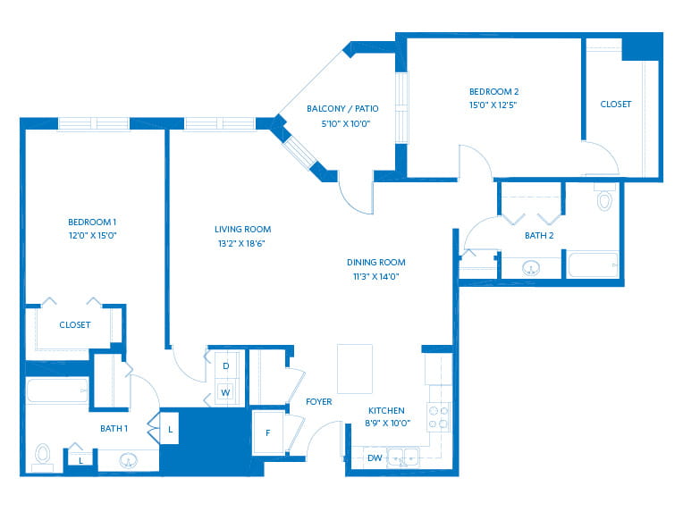 Hickory - 1375 square feet - 2 Bed, 2 Bath