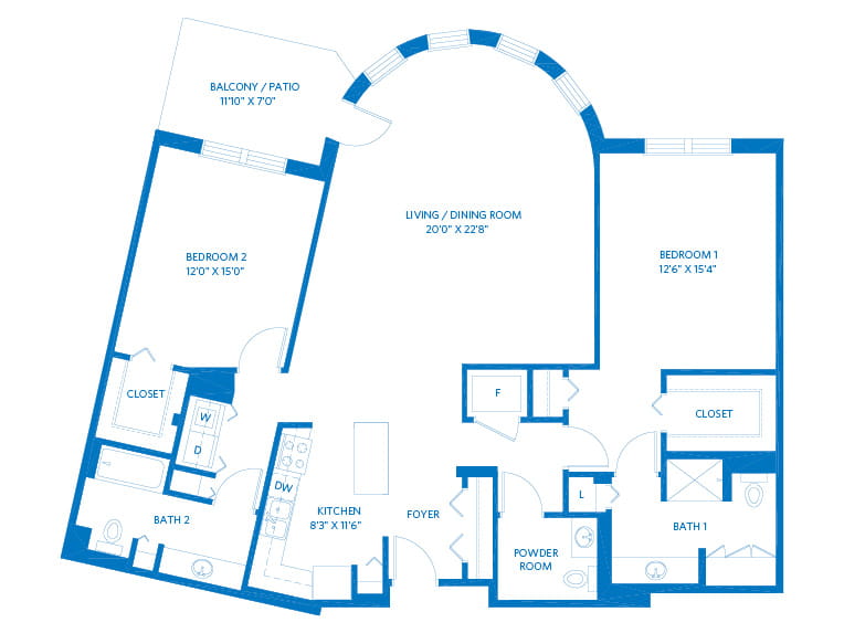 Crabtree - 1611 square feet - 2 Bed, 2.5 Bath