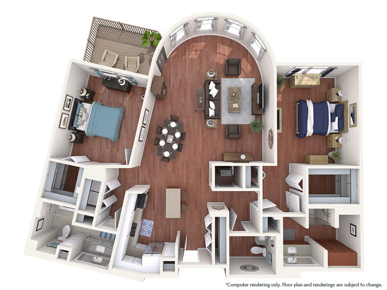 Crabtree - 1611 square feet - 2 Bed, 2.5 Bath