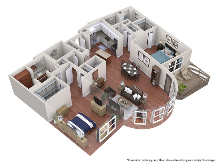 Crabtree - 1611 square feet - 2 Bed, 2.5 Bath