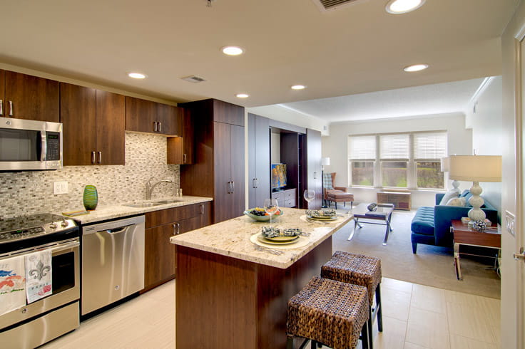 A kitchen in a Vi at The Glen residence.