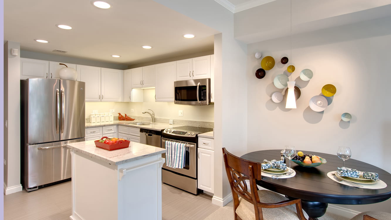 A one-bedroom apartment at Vi at The Glen.