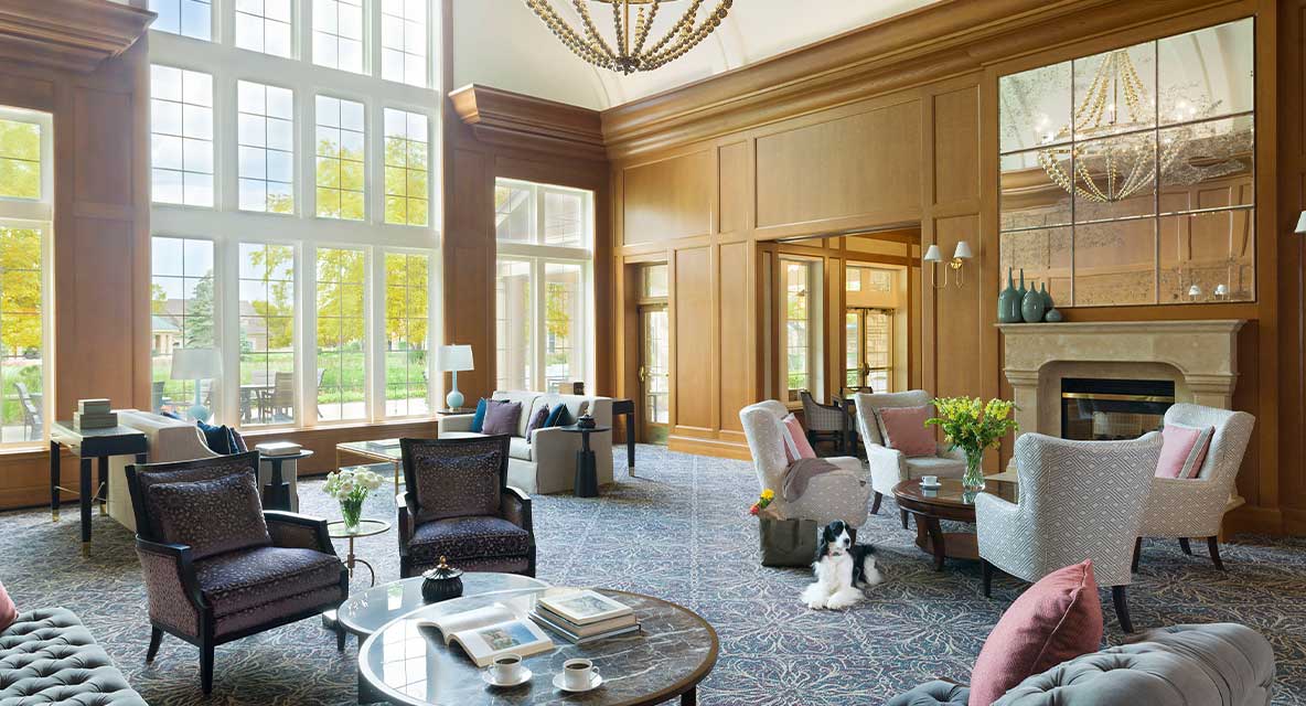 Vi at The Glen grand living room.