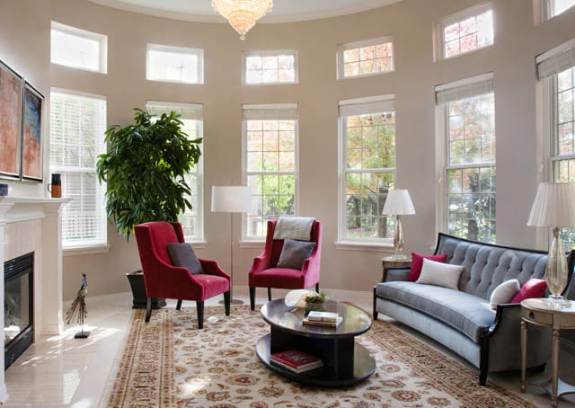 A living room in a Vi at The Glen villa.