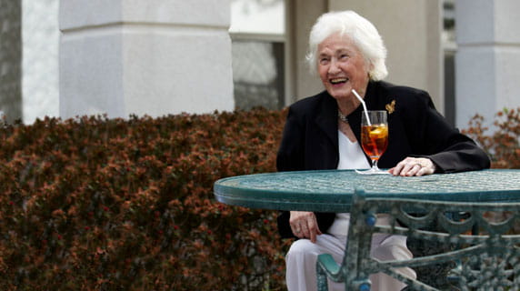 A Broad Creek resident sits outside.
