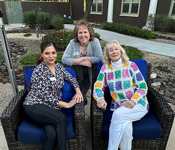 Silverstone Care Center Lifestyle Team -- Teri Larson, Lifestyle Manager, and Lifestyle Coordinators, Laura Rodriguez and Carole Whitlock. 