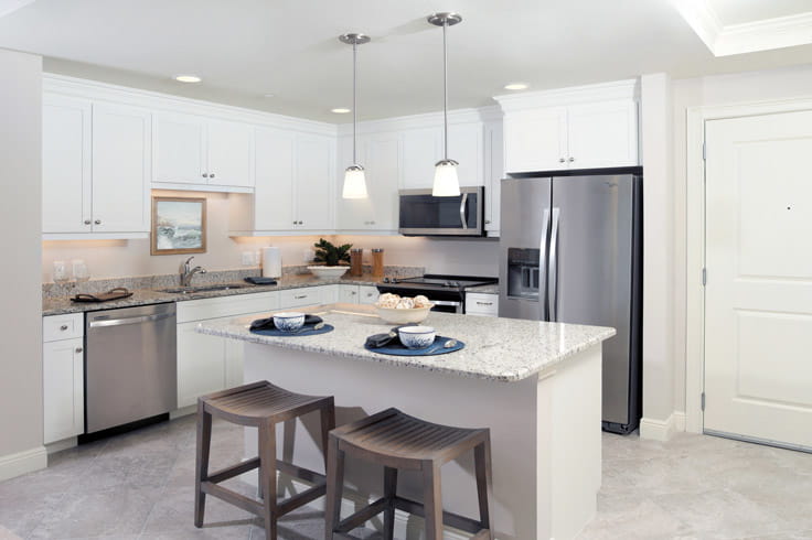 A kitchen at Vi at Bentley Village.