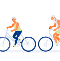 Graphic of two adults riding a bike