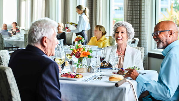 A group of seniors dining.