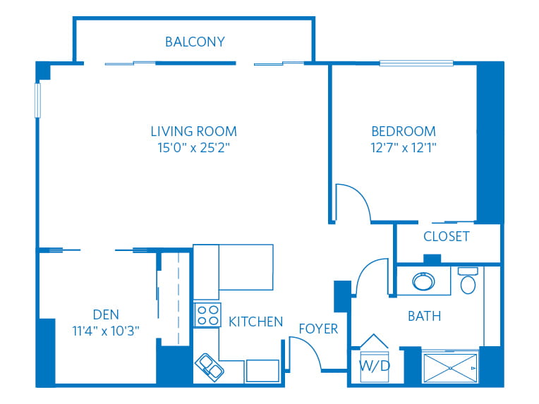 1BR with Den Solana Floor Plan Vi at La Jolla Village Vi